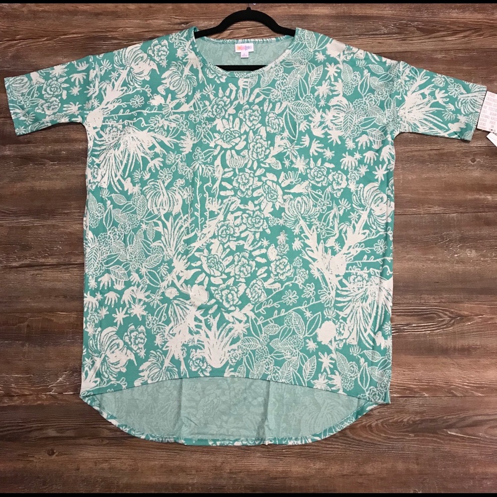 Lularoe Irma Teal Floral Print Size L